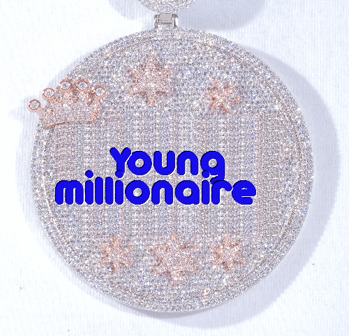 CUSTOM LETTER NECKLACE 3D BIG CROWN DISC