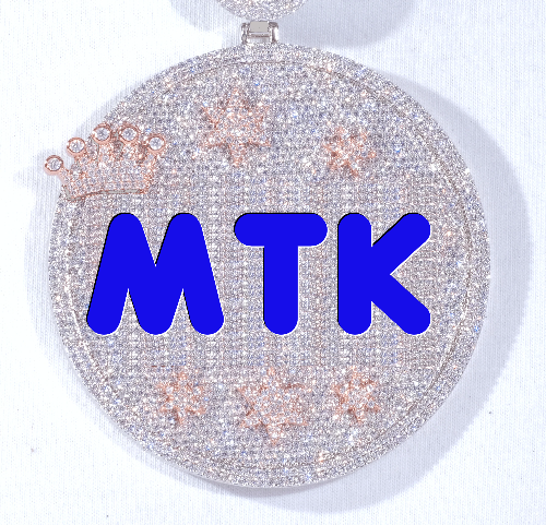 CUSTOM LETTER NECKLACE 3D BIG CROWN DISC