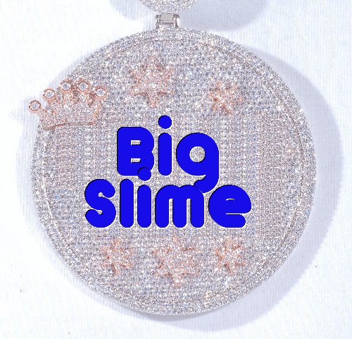 CUSTOM LETTER NECKLACE 3D BIG CROWN DISC