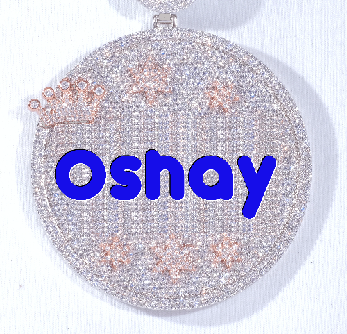 CUSTOM LETTER NECKLACE 3D BIG CROWN DISC