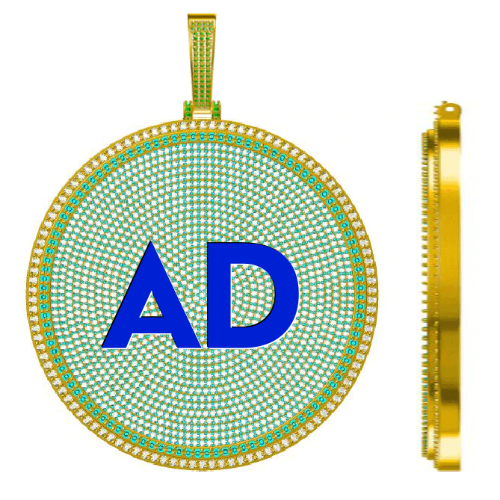 CUSTOM LETTER NECKLACE 3D BIG DISC