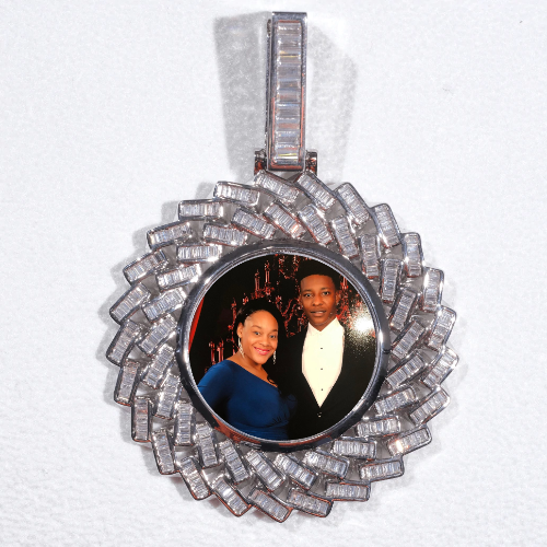 Large 3D Baguette Custom Picture Pendant