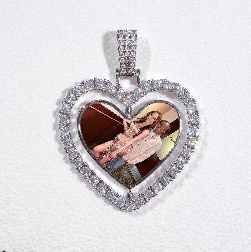 3D Spinning 2-Faced Heart Custom Picture Pendant