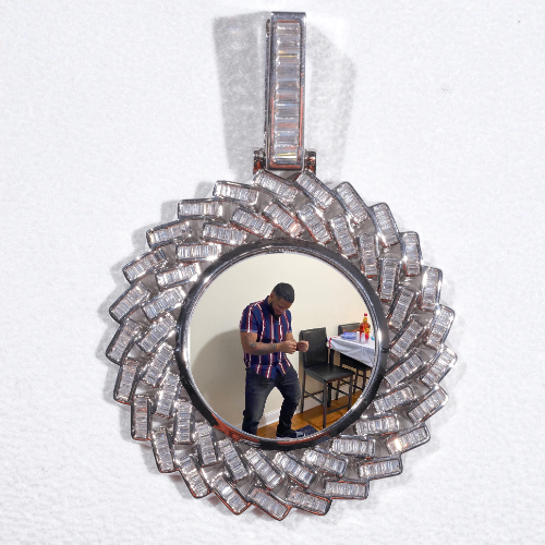 Large 3D Baguette Custom Picture Pendant