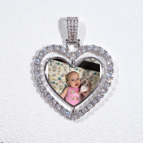 3D Spinning 2-Faced Heart Custom Picture Pendant