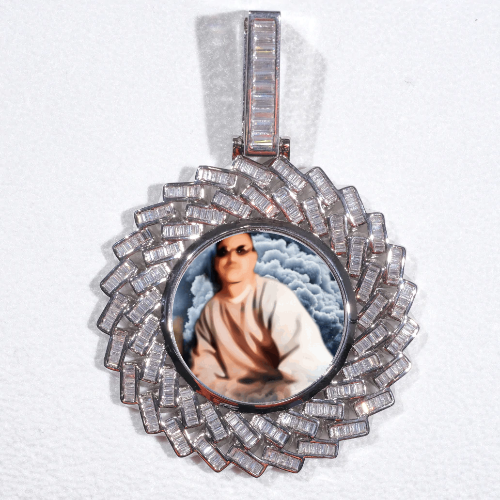 Large 3D Baguette Custom Picture Pendant