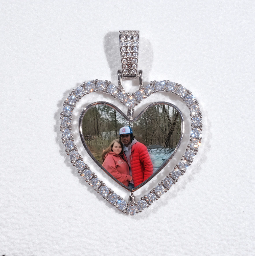 3D Spinning 2-Faced Heart Custom Picture Pendant
