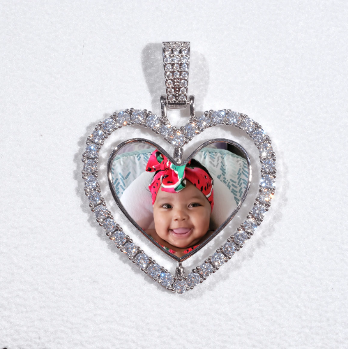 3D Spinning 2-Faced Heart Custom Picture Pendant