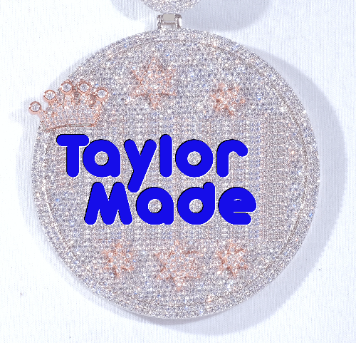 CUSTOM LETTER NECKLACE 3D BIG CROWN DISC