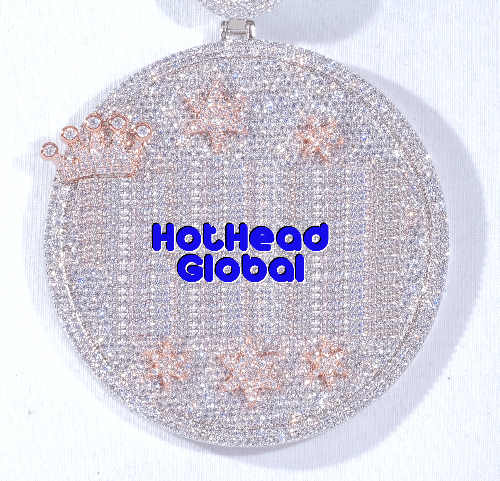 CUSTOM LETTER NECKLACE 3D BIG CROWN DISC