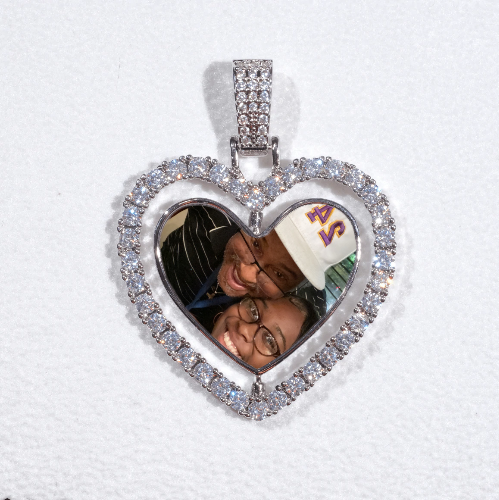 3D Spinning 2-Faced Heart Custom Picture Pendant