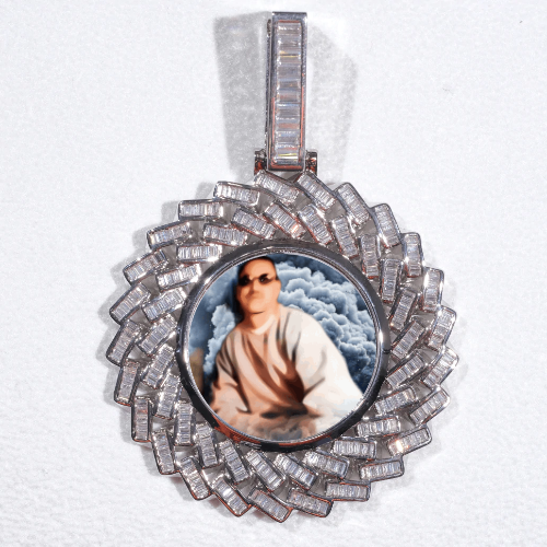 Large 3D Baguette Custom Picture Pendant