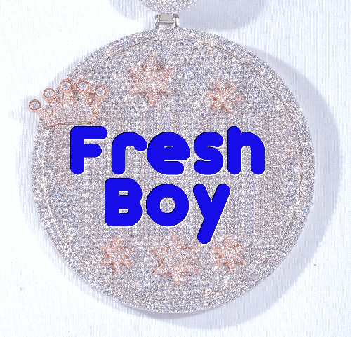 CUSTOM LETTER NECKLACE 3D BIG CROWN DISC