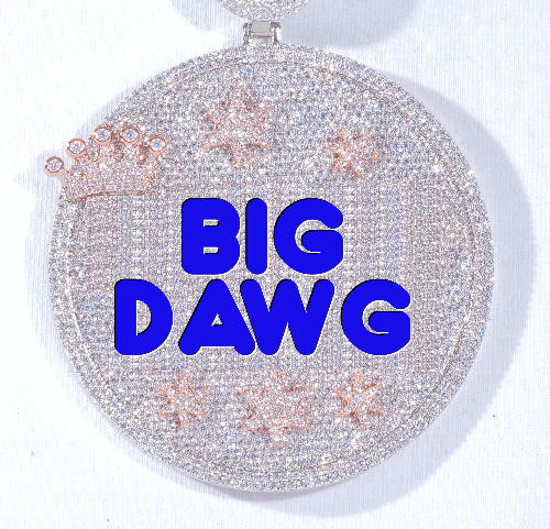 CUSTOM LETTER NECKLACE 3D BIG CROWN DISC