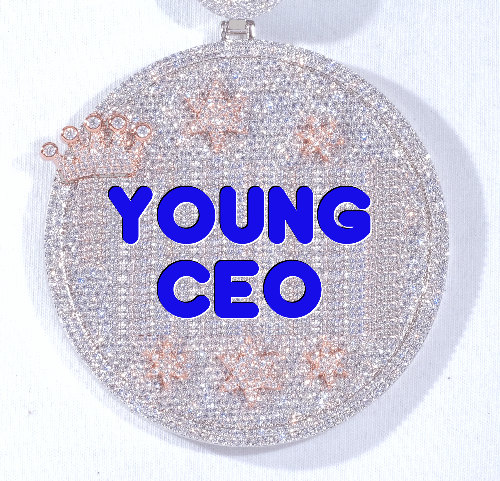 CUSTOM LETTER NECKLACE 3D BIG CROWN DISC