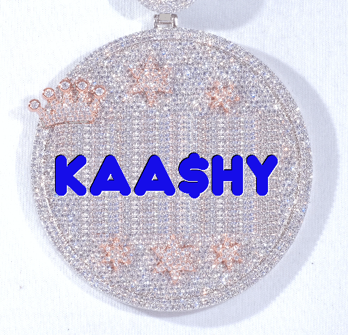 CUSTOM LETTER NECKLACE 3D BIG CROWN DISC