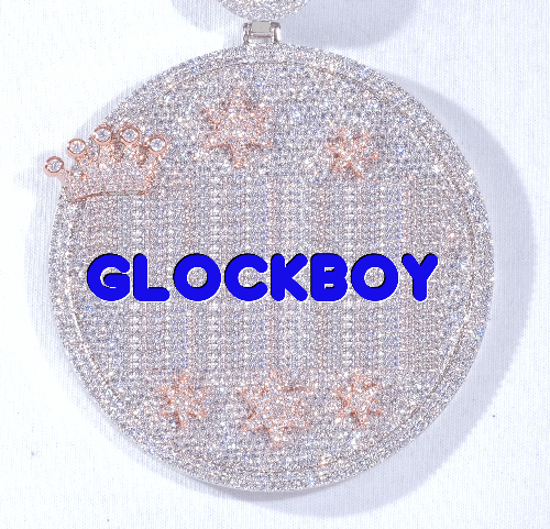 CUSTOM LETTER NECKLACE 3D BIG CROWN DISC