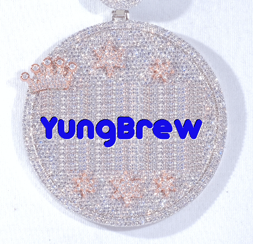 CUSTOM LETTER NECKLACE 3D BIG CROWN DISC