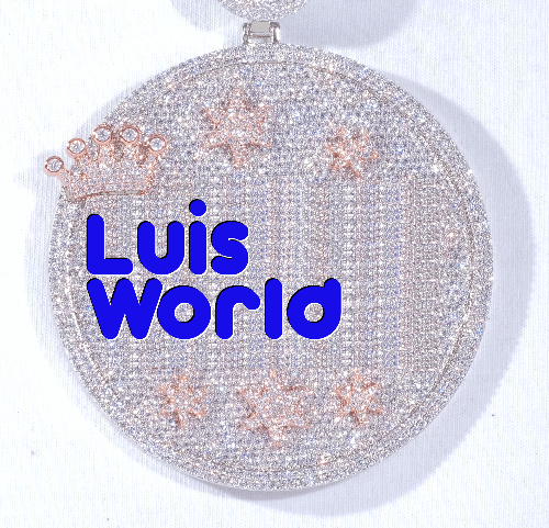 CUSTOM LETTER NECKLACE 3D BIG CROWN DISC