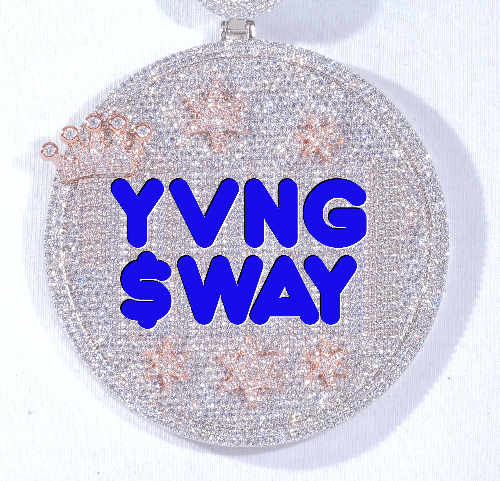 CUSTOM LETTER NECKLACE 3D BIG CROWN DISC