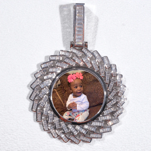 Large 3D Baguette Custom Picture Pendant