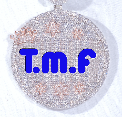 CUSTOM LETTER NECKLACE 3D BIG CROWN DISC