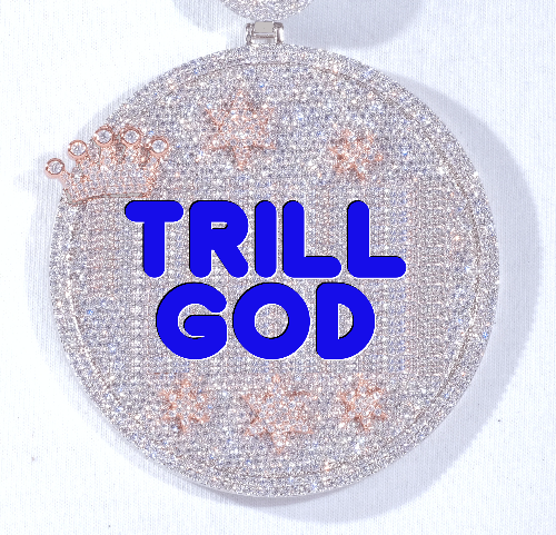 CUSTOM LETTER NECKLACE 3D BIG CROWN DISC