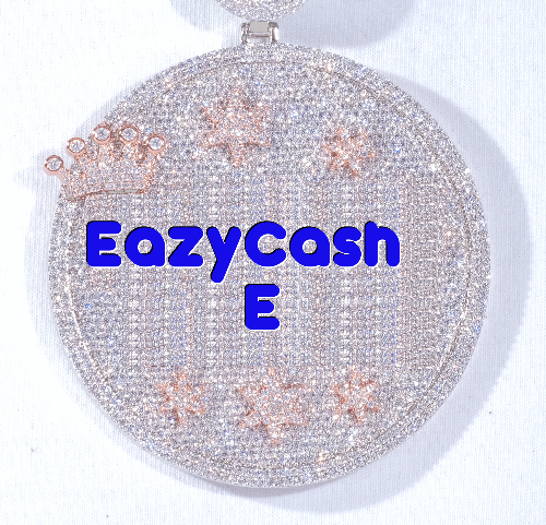 CUSTOM LETTER NECKLACE 3D BIG CROWN DISC