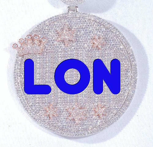 CUSTOM LETTER NECKLACE 3D BIG CROWN DISC