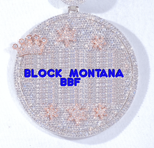 CUSTOM LETTER NECKLACE 3D BIG CROWN DISC