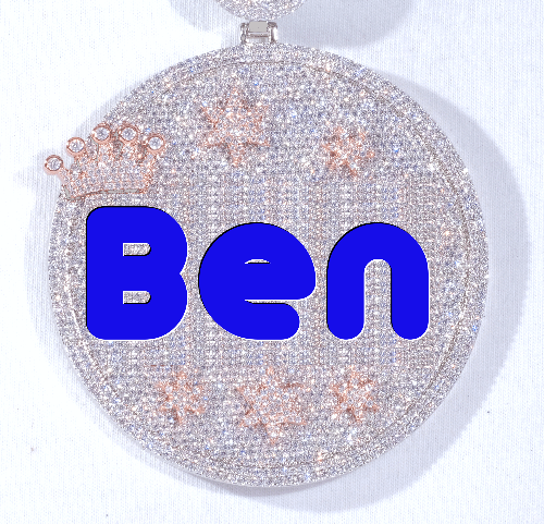CUSTOM LETTER NECKLACE 3D BIG CROWN DISC