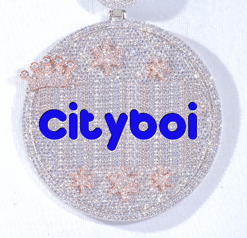 CUSTOM LETTER NECKLACE 3D BIG CROWN DISC