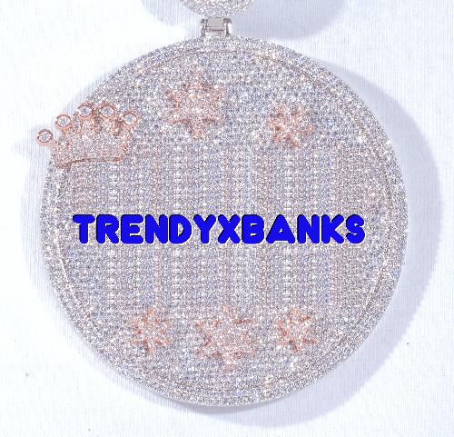CUSTOM LETTER NECKLACE 3D BIG CROWN DISC