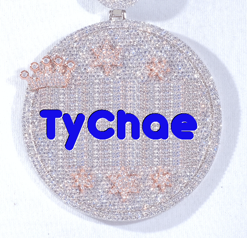 CUSTOM LETTER NECKLACE 3D BIG CROWN DISC