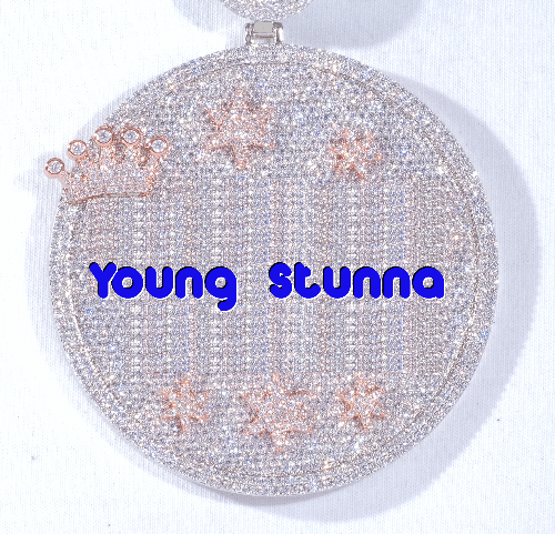 CUSTOM LETTER NECKLACE 3D BIG CROWN DISC