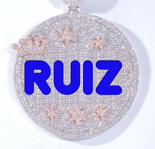 CUSTOM LETTER NECKLACE 3D BIG CROWN DISC
