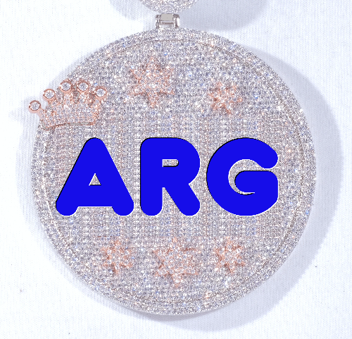 CUSTOM LETTER NECKLACE 3D BIG CROWN DISC