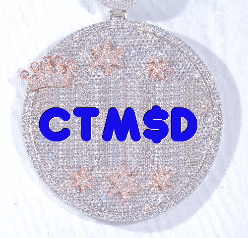 CUSTOM LETTER NECKLACE 3D BIG CROWN DISC
