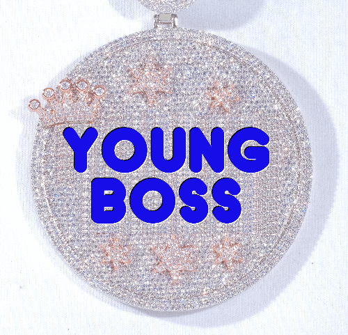 CUSTOM LETTER NECKLACE 3D BIG CROWN DISC