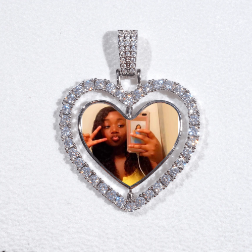 3D Spinning 2-Faced Heart Custom Picture Pendant