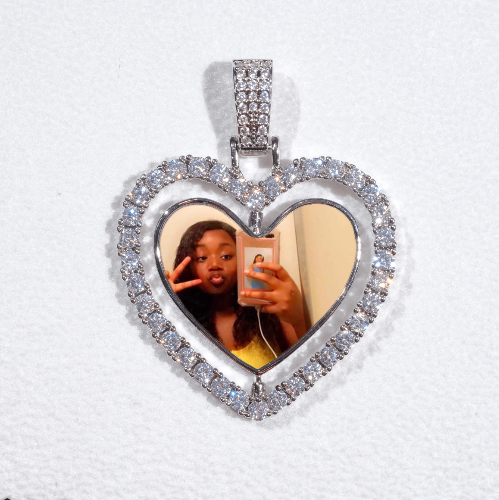 3D Spinning 2-Faced Heart Custom Picture Pendant