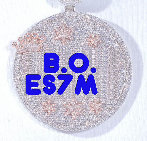 CUSTOM LETTER NECKLACE 3D BIG CROWN DISC