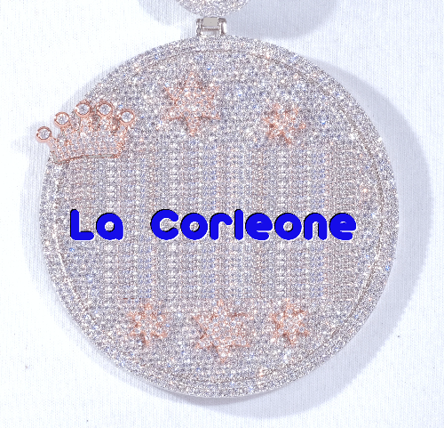 CUSTOM LETTER NECKLACE 3D BIG CROWN DISC