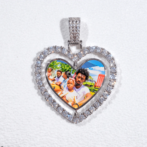 3D Spinning 2-Faced Heart Custom Picture Pendant