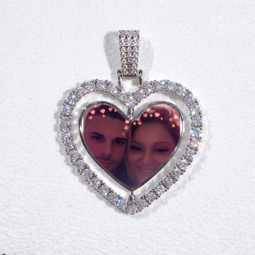 3D Spinning 2-Faced Heart Custom Picture Pendant
