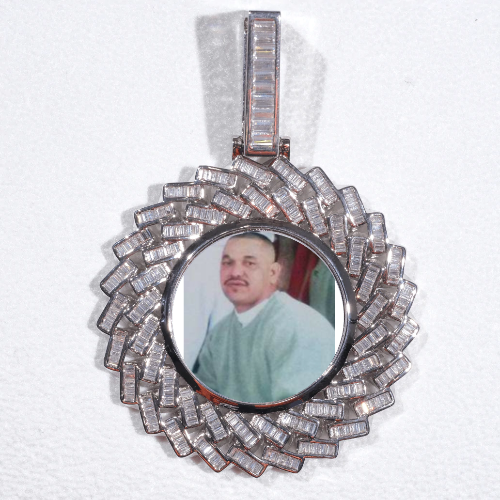 Large 3D Baguette Custom Picture Pendant