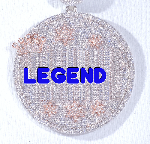CUSTOM LETTER NECKLACE 3D BIG CROWN DISC