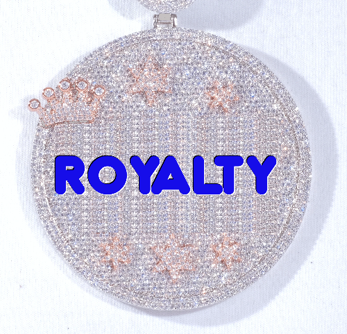 CUSTOM LETTER NECKLACE 3D BIG CROWN DISC