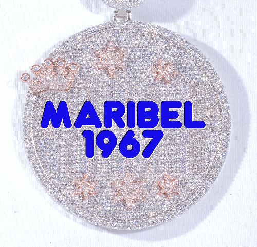 CUSTOM LETTER NECKLACE 3D BIG CROWN DISC
