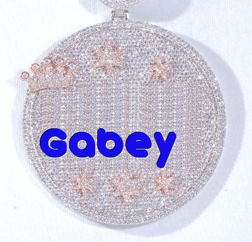 CUSTOM LETTER NECKLACE 3D BIG CROWN DISC